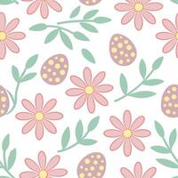 Clean Pastel colored Easter flowers and Easter eggs seamless tile pattern with soft spring vibes concept as Soft spring vibes with pastel colored Easter flowers and eggs create a seamles vector