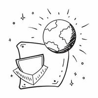Clean Ozone Shield and Sun concept as Ozone shield protecting Earth from the sun rays with ample space for text representing the role of the ozone layer in blocking UV radiation in Phot vector
