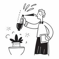 Clean Office worker with an aromatherapy diffuser and essential oils symbolizing relaxation with ample space for text concept as An office worker using an aromatherapy diffuser and hold vector