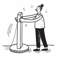 Clean Office worker with a stretch band and a water fountain symbolizing flexibility and hydration with ample space for text concept as An office worker using a stretch band and standin vector