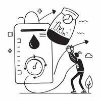 Clean Office worker with a hydration tracker and a step counter symbolizing wellness metrics with ample space for text concept as An office worker using a hydration tracker and a step c vector