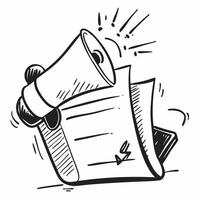 Clean Newspaper icon and megaphone with copy space on a white background concept as A icon illustration of a newspaper icon and a megaphone with ample copy space on a white background vector