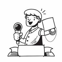 Clean Musician with a Grammy and a microphone indicating musical success with blank space concept as A musician holding a Grammy award and a microphone symbolizing musical success and e vector