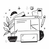 Clean Monitor and plant icon with ample space for text and graphics concept as An iconographic monitor and plant design offering ample space for both text and graphics perfect for illust vector