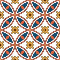 Clean Moroccan geometric patterns and colorful tiles seamless tile pattern with vibrant accents concept as Vibrant accents highlight Moroccan geometric patterns intertwined with colorful vector