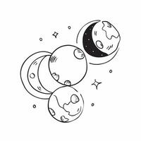 Clean Moon Phases and Earth concept as Moon phases with Earth and ample copy space symbolizing the changing appearance and relationship of our natural satellite in Photo Stock Concept vector