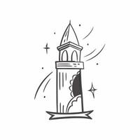 Clean Minaret and crescent icon with copy space for religious ads concept as A modern minaret and crescent icon design with generous copy space perfect for enhancing religious advertisem vector