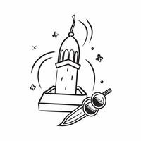 Clean Minaret and prayer beads icon with space for text and icons on a white background concept as A versatile minaret and prayer beads icon featuring space for both text and icons on a vector
