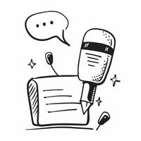 Clean Microphone and speech bubble icon with copy space for presentations concept as A modern microphone and speech bubble icon design with generous copy space perfect for enhancing pres vector