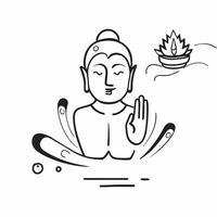 Clean Meditation cushion and Buddha silhouette illustration with space for text and graphics concept as An illustrative meditation cushion and Buddha silhouette design featuring ample sp vector