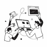 Clean Marketing team collaborating on a social media campaign plan concept as A marketing team in a conference room collaborating on a social media campaign plan using charts and graphs vector