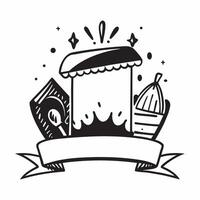 Clean Market tent and street food icon with blank area for customizable text concept as A creative depiction of a market tent and street food icon featuring a blank area for customizable vector