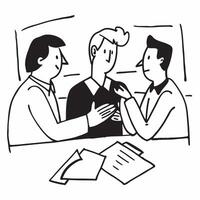Clean Manager conducting a team briefing in a modern office concept as A illustration of a manager conducting a team briefing in a modern office using a 3 color scheme to highligh vector