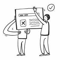 Clean Man with a support ticket and a help guide symbolizing tech support dos and donts with ample space for text concept as A man holding a support ticket and a help guide representing vector