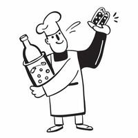 Clean Man with a bottle of root beer and a root beer float representing root beer advertisement with ample space for text concept as A man holding a bottle of root beer and a root beer vector