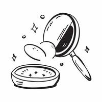 Clean Makeup compact and blush brush icon with ample space for text and graphics concept as An iconographic makeup compact and blush brush design offering ample space for both text and g vector