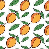 Clean Lush mango seamless tile pattern with rich orange and yellow hues for a tropical summer touch concept as Mangoes with rich orange and yellow hues create a seamless tile pattern wit vector