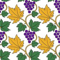 Clean Lush grapevine seamless tile pattern with clusters of grapes and autumn leaves concept as Clusters of grapes and autumn leaves create a lush grapevine seamless tile pattern perfect vector