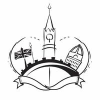 Clean London Eye and a Union Jack symbolizing modern landmarks with ample space for text concept as The London Eye with a Union Jack flag representing modern landmarks and national prid vector