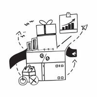 Clean Logistics center and a financial forecast symbolizing supply chain forecasting in double exposure with copy space concept as A logistics center blended with a financial forecast r vector