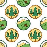 Clean Local wildlife and natural landscapes seamless tile pattern with earthy and vibrant colors concept as Earthy and vibrant colors highlight local wildlife and natural landscapes in s vector