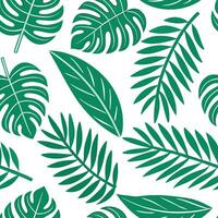 Clean Lively summer leaves seamless pattern with wild jungle leaves and exotic accents for bold decor concept as Wild jungle leaves and exotic accents arranged in a seamless pattern to b vector