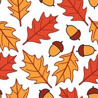 Clean Lively autumn leaves and acorns seamless tile pattern with rich warm colors concept as Rich warm colored autumn leaves and acorns create a lively seamless tile pattern perfect for vector