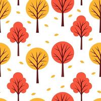 Clean Lively autumn forest seamless tile pattern with colorful trees and fallen leaves concept as Colorful trees and fallen leaves create a lively autumn forest seamless tile pattern for vector
