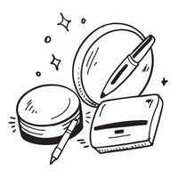 Clean Lipstick and compact powder with ample copy space on a clean background concept as A icon illustration of lipstick and compact powder with ample copy space on a clean background vector
