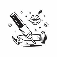 Clean Lip gloss and lipstick icon with copy space for cosmetic presentations concept as A visually appealing lip gloss and lipstick icon with ample copy space designed to enhance cosmeti vector