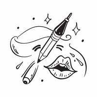 Clean Lip gloss and lip liner with copy space for promotional materials concept as An artistic rendering of lip gloss and lip liner with generous copy space suitable for showcasing lip c vector