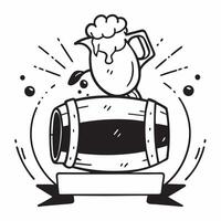 Clean Lederhosen and Beer Barrel concept as Traditional lederhosen with a beer barrel and ample copy space representing the traditional attire and beverages of Oktoberfest in Photo Stoc vector