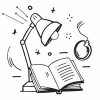 Clean Lamp and book symbol with copy space for office tools concept as An office tools oriented lamp and book symbol with ample copy space ideal for visualizing study setups workspace es vector