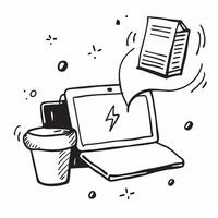 Clean Laptop and coffee cup symbol with copy space for workspaces concept as An artistic rendering of a laptop and coffee cup symbol with spacious copy space suitable for workspaces offi vector