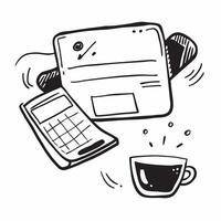 Clean Keyboard and coffee cup icon with copy space for workspace presentations concept as A visually appealing keyboard and coffee cup icon with copy space designed to enhance workspace vector