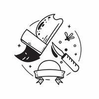 Clean Knife and spoon icon with space for text and graphics on a blue background concept as A modern knife and spoon icon design featuring space for both text and graphics on a blue back vector