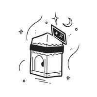 Clean Kaaba and Crescent Moon concept as Kaaba with a crescent moon and ample copy space symbolizing the holy pilgrimage and celestial connection of Eid Al Adha in Photo Stock Concept vector