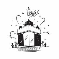Clean Kaaba and Pilgrims concept as Kaaba with pilgrims and ample copy space symbolizing the Hajj pilgrimage and devotion during Eid Al Adha in Photo Stock Concept vector