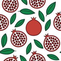 Clean Juicy pomegranate seamless tile pattern with rich red seeds and green leaves concept as Rich red pomegranate seeds and green leaves form a juicy pomegranate seamless tile pattern f vector