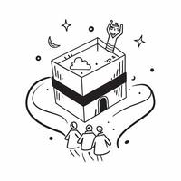 Clean Kaaba and Pilgrims concept as Kaaba with pilgrims and ample copy space symbolizing the Hajj pilgrimage and devotion during Eid Al Adha in Photo Stock Concept Set 2 vector
