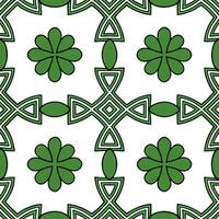 Clean Irish Celtic cross and shamrocks seamless tile pattern with rich green accents concept as Rich green accents highlight Irish Celtic crosses intertwined with shamrocks in seamless t vector