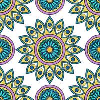 Clean Indian mandala patterns and peacocks seamless tile pattern with vibrant colors concept as Vibrant colors highlight Indian mandala patterns intertwined with peacocks in seamless til Set 2 vector