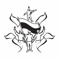 Clean Indian Army and Flag concept as Silhouette of Indian army soldiers with the tricolor flag in the background leaving space for text symbolizing bravery and patriotism in Photo Stoc vector