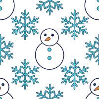 Clean Icy snowflake and snowman seamless tile pattern with playful winter elements and cool tones concept as Playful snowmen paired with icy snowflakes create a seamless tile pattern wit vector