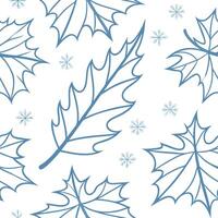 Clean Icy frost leaf seamless tile pattern with delicate snowflakes and cool blue accents concept as Delicate snowflakes on icy frost leaves create a seamless tile pattern with cool blue vector