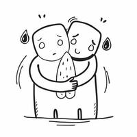 Clean Hugging Figures and Raindrop concept as Hugging figures with a raindrop symbol and ample copy space symbolizing emotional release and connection in a hug in Photo Stock Concept vector