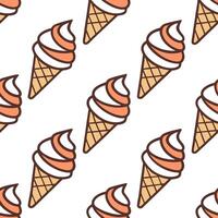 Clean Ice cream cone seamless tile pattern with swirls of chocolate vanilla and strawberry for a sweet summer feel concept as Swirls of chocolate vanilla and strawberry ice cream cones c vector
