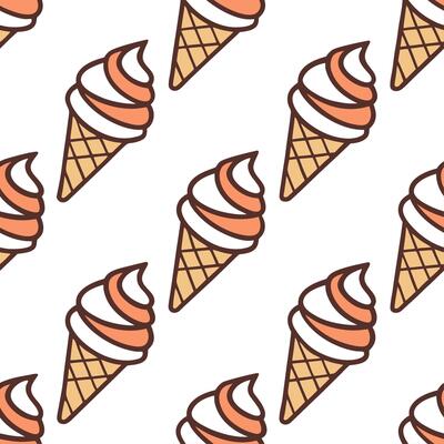 Clean Ice cream cone seamless tile pattern with swirls of chocolate vanilla and strawberry for a sweet summer feel concept as Swirls of chocolate vanilla and strawberry ice cream cones c