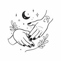 Clean Hugging Hands and Moon concept as Hugging hands with a moon symbol and ample copy space symbolizing comfort and calm in a hug in Photo Stock Concept vector
