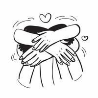 Clean Hugging Figures and Tree concept as Hugging figures with a tree symbol and ample copy space representing growth and stability in a hug in Photo Stock Concept vector